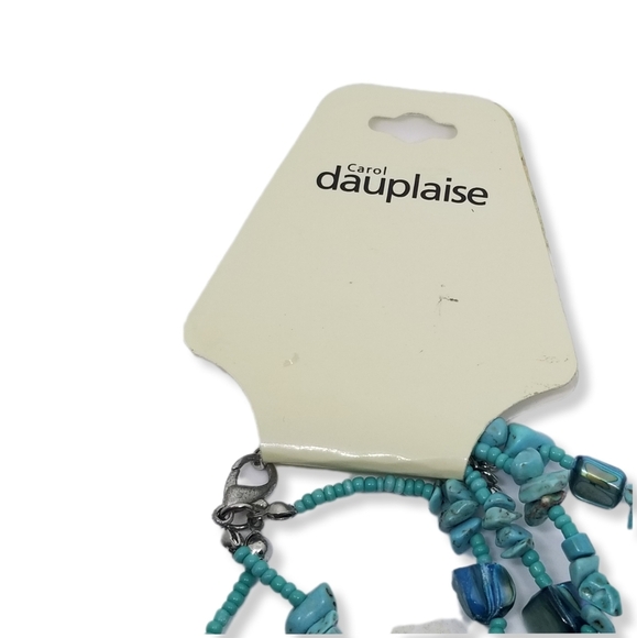 CAROL DAUPLAISE NWT TURQUOISE CHIP & ABALONE SHELL LAYERED NECKLACE - Picture 5 of 5